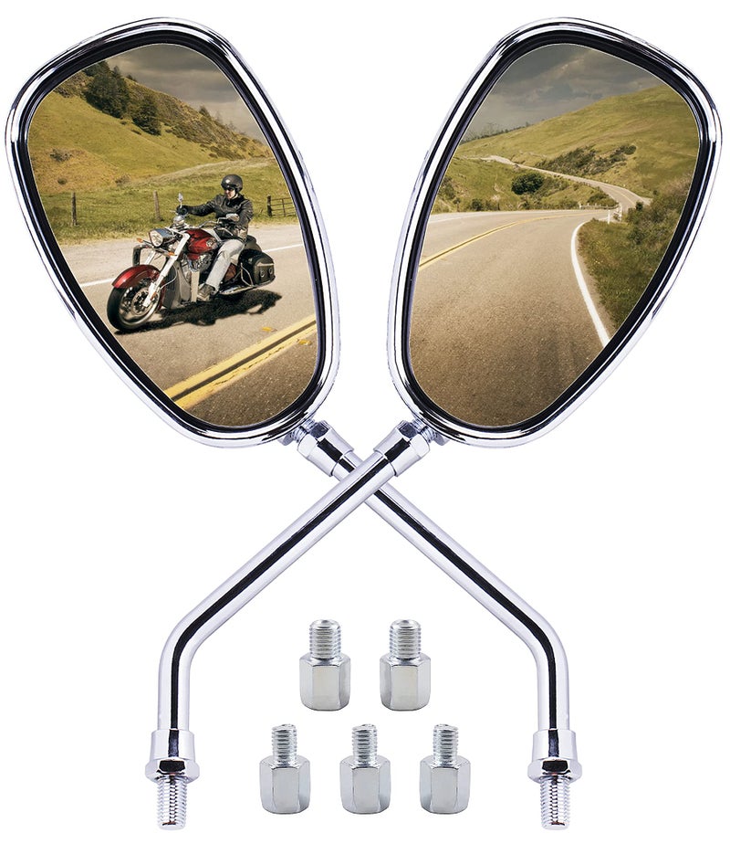ORAEVY Motorcycle Mirrors  Universal 10mm 8mm Chrome Motorcycle Rear View Side Mirrors Handle Bar Bar End Motorcycle Mirrors - Image 1